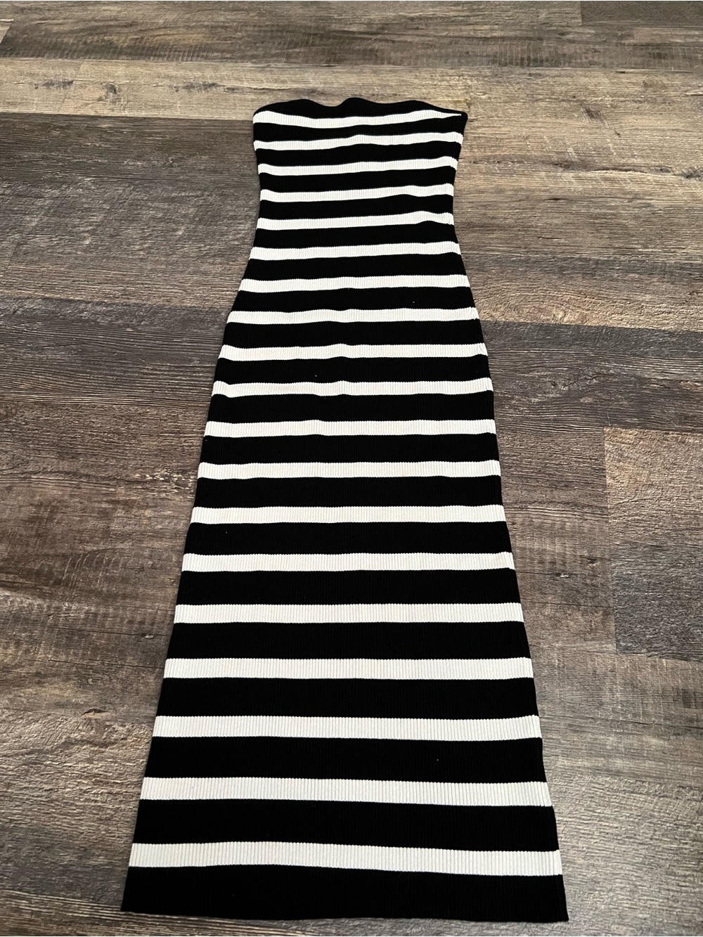 H&M Black and White Strapless Maxi Dress